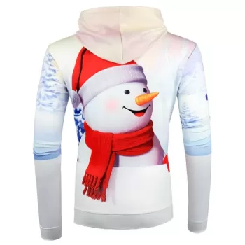 Christmas Snowman Printed Pocket Hoodie -
