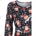 Christmas nowman nowflake Print T hirt Dress - Black