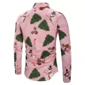 Christmas Snowmen Snoeflakes Tree Candy Print Shirt - Pink