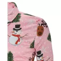 Christmas Snowmen Snoeflakes Tree Candy Print Shirt - Pink