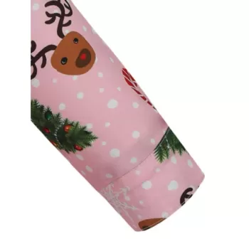 Christmas Snowmen Snoeflakes Tree Candy Print Shirt - Pink