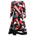 Christmas Socks Print T-shirt Dress - Black