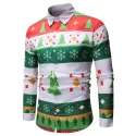 Christmas Tree and Snowflakes Pattern Long Sleeve Shirt - Medium Sea Green