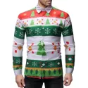 Christmas Tree and Snowflakes Pattern Long Sleeve Shirt - Medium Sea Green