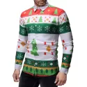 Christmas Tree and Snowflakes Pattern Long Sleeve Shirt - Medium Sea Green