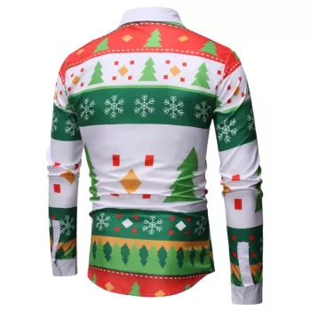 Christmas Tree and Snowflakes Pattern Long Sleeve Shirt - Medium Sea Green