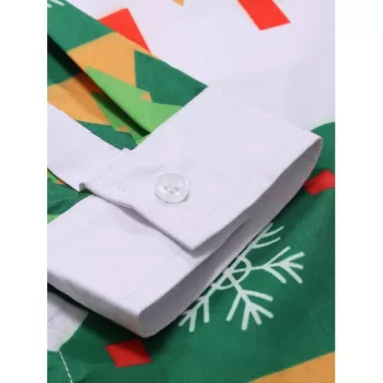 Christmas Tree and Snowflakes Pattern Long Sleeve Shirt - Medium Sea Green