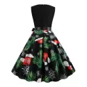 Christmas Tree Hat naowflake Print leeveless Dress -