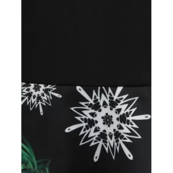 Christmas Tree Hat naowflake Print leeveless Dress -