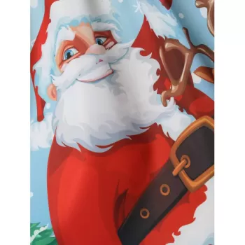 Christmas Vintage Santa Claus Elk Print Dress - Black