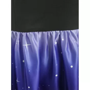 Christmas White Cat Print Sleeveless Flare Dress - Black