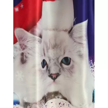 Christmas White Cat Print Sleeveless Flare Dress - Black