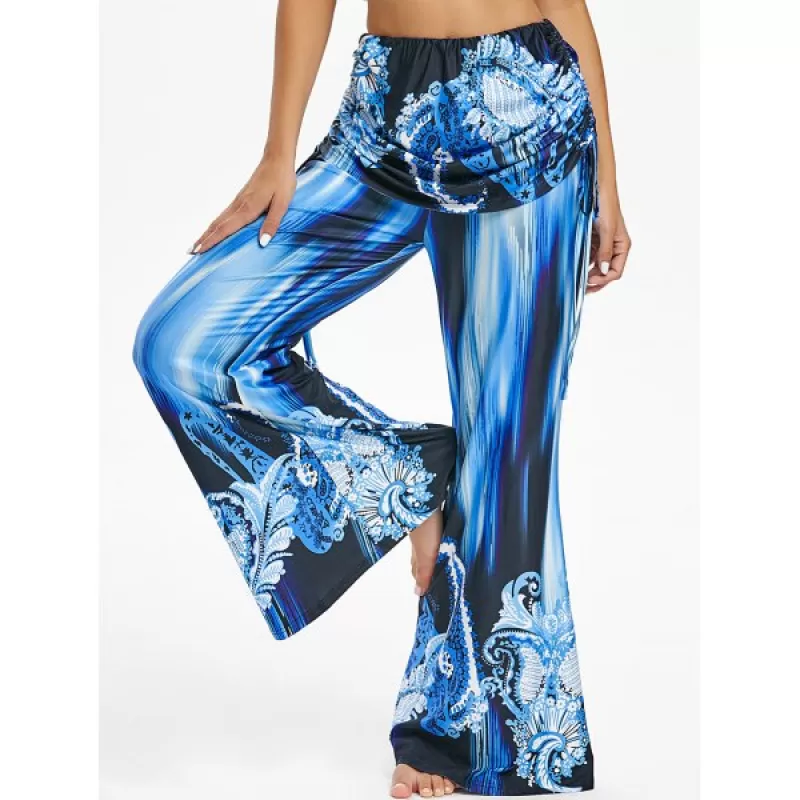 Cinched Elastic Waist Printed Pants - ulti-a