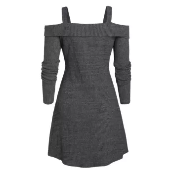 Cold Shoulder Ribbed High Low Long Sleeve Crossover T-shirt - Gray