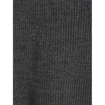 Cold Shoulder Ribbed High Low Long Sleeve Crossover T-shirt - Gray