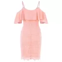 Cold Shoulder Spaghetti Strap Bodycon Dress - Light Pink