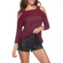 Cold houlder Three Quarter leeves weater - Red Wine