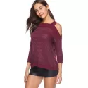 Cold houlder Three Quarter leeves weater - Red Wine