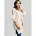 Collarless Embroidered ide lit Cardigan - Off-white