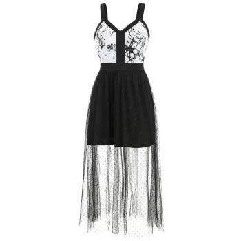 Color Block Casual Open Back Dress - Black