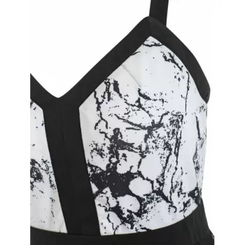 Color Block Casual Open Back Dress - Black