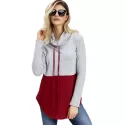 Color Block Drawstring weatshirt - Red
