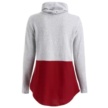 Color Block Drawstring weatshirt - Red