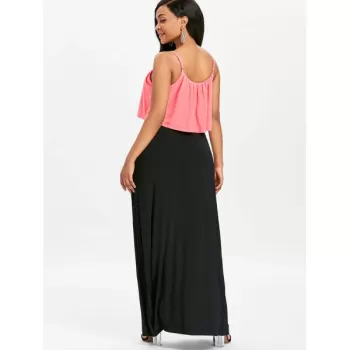 Color Block axi Popover Dress - Pink