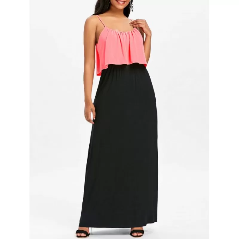 Color Block axi Popover Dress - Pink