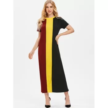 Color Block Maxi Swing Dress -