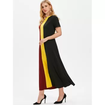 Color Block Maxi Swing Dress -