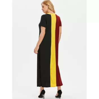 Color Block Maxi Swing Dress -