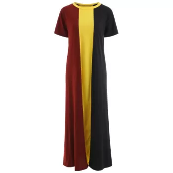 Color Block Maxi Swing Dress -