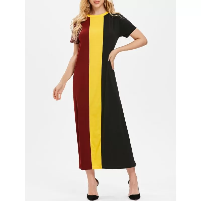 Color Block Maxi Swing Dress -