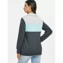 Color Block Pocket Zipper Front weatshirt -