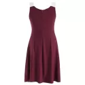 Color Block Rose Pattern Dress - Red Wine