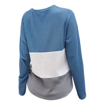 Color Block Self-tie Button Up Cardigan - Silk Blue