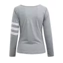 Color Block triped leeve Pocketed T-shirt - Gray
