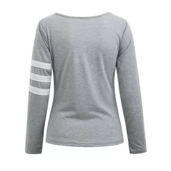 Color Block triped leeve Pocketed T-shirt - Gray