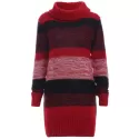 Color Block Wool Blend Sheath Sweater Dress - Red