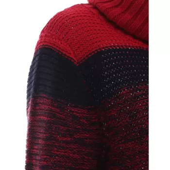 Color Block Wool Blend Sheath Sweater Dress - Red