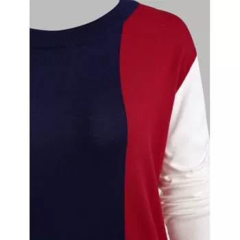 Color-blocking High Low Pullover Knitwear -