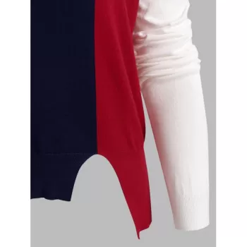 Color-blocking High Low Pullover Knitwear -