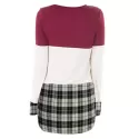 Colorblock Plaid Longline T-shirt -