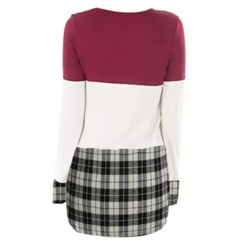 Colorblock Plaid Longline T-shirt -