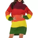 Colorblock Turtleneck Mini Sweater Dress -