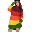Colorblock Turtleneck Mini Sweater Dress -