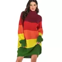 Colorblock Turtleneck Mini Sweater Dress -