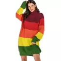 Colorblock Turtleneck Mini Sweater Dress -
