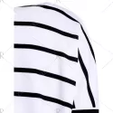 Concise Scoop Neck ong Sleeve Striped T-Shirt For Women - White And Black